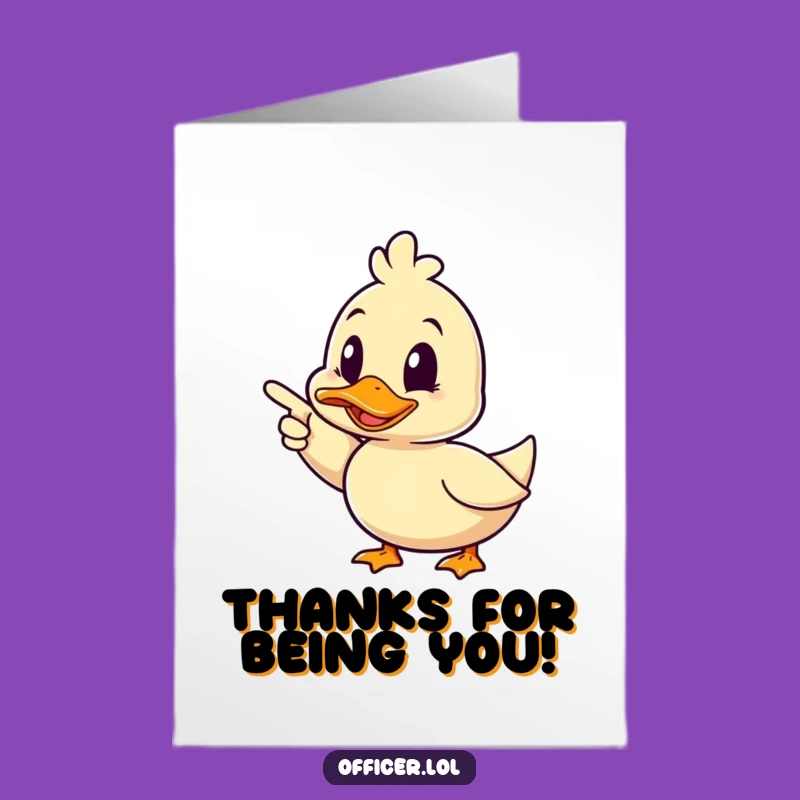 Free Printable Duck Thank You Card: Winking Pointer, Grateful Downloadable Gift
