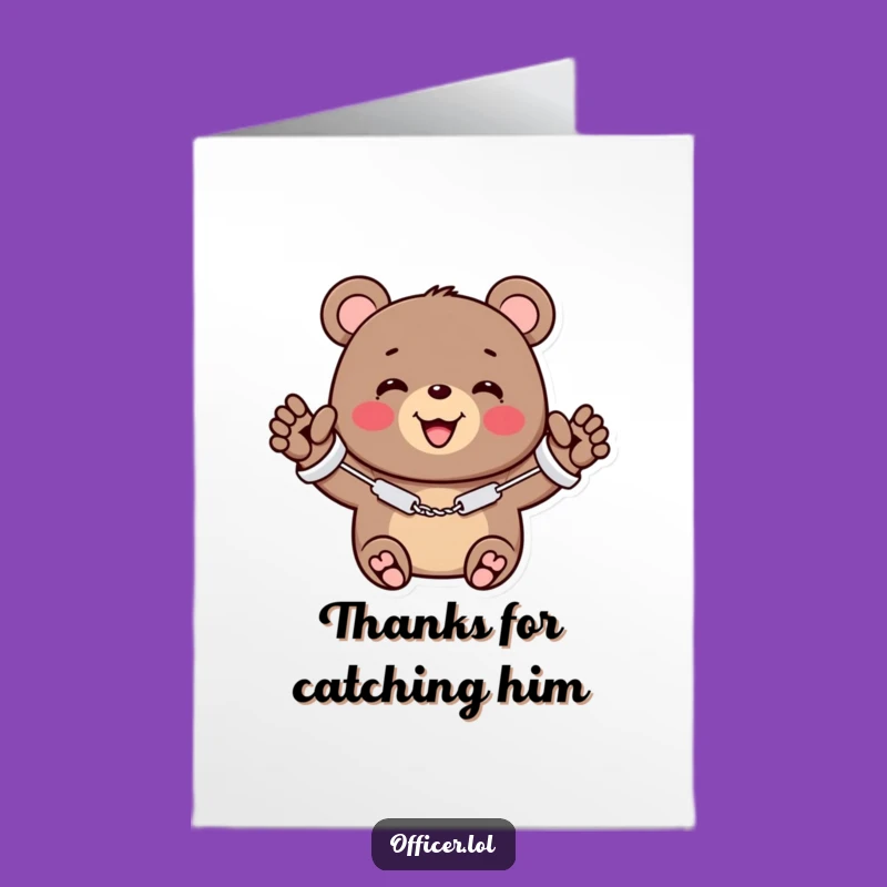 Free Printable Thank You Card: Grateful Cuffed Bear, Charming Downloadable Gift!