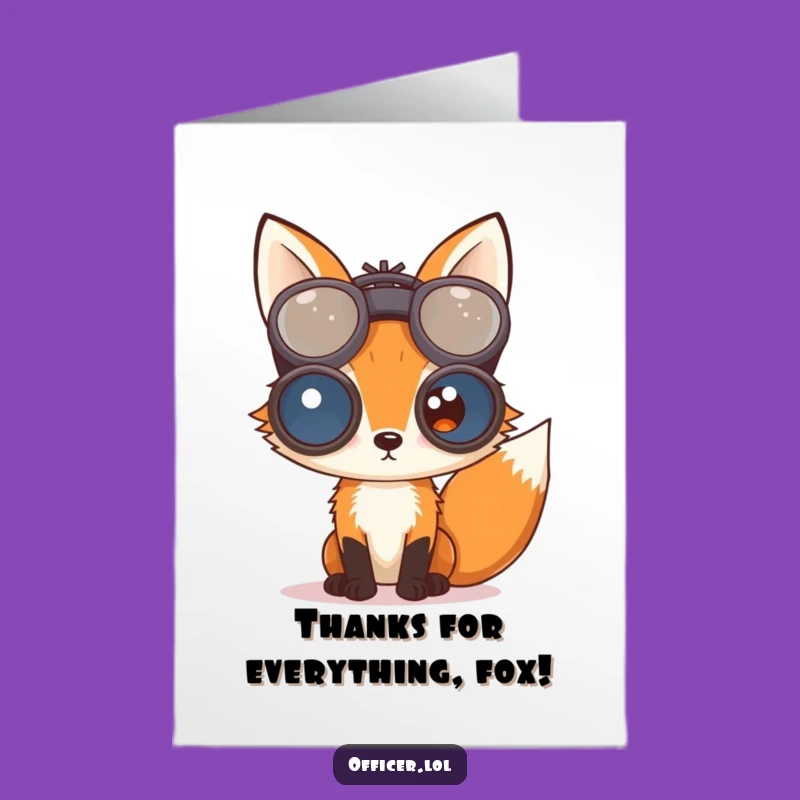 Free Printable Fox Thank You Card: Keen Appreciation Funny Downloadable Gift