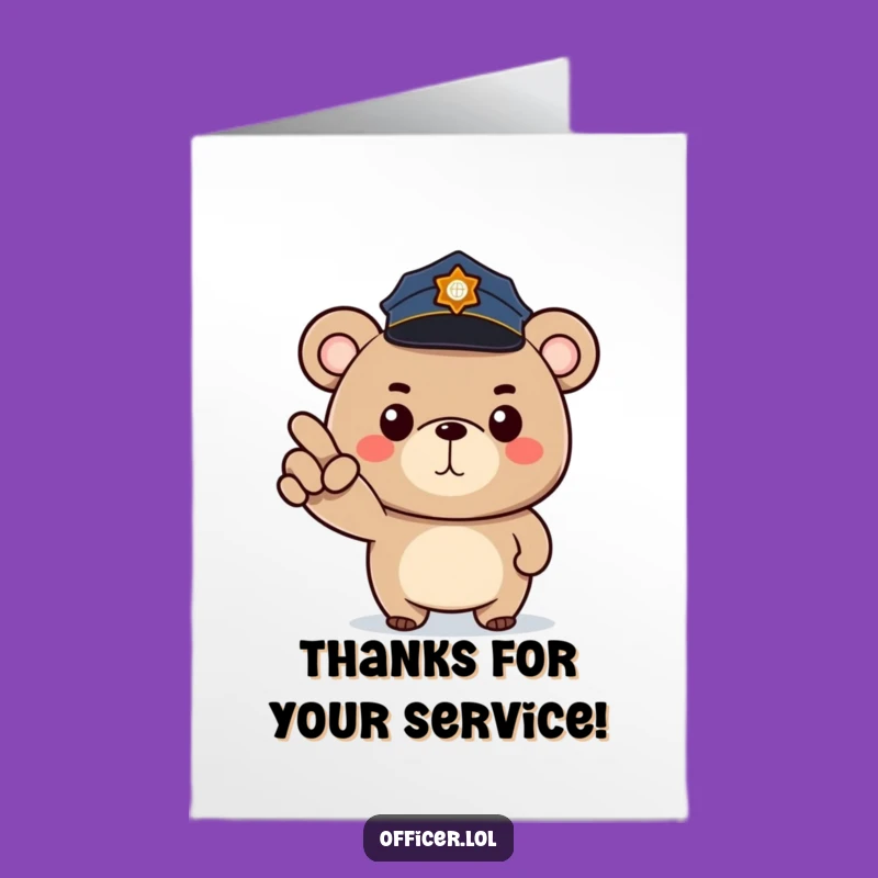 Free Printable Thank You Card: Funny Bear Police Officer Downloadable Gratitude