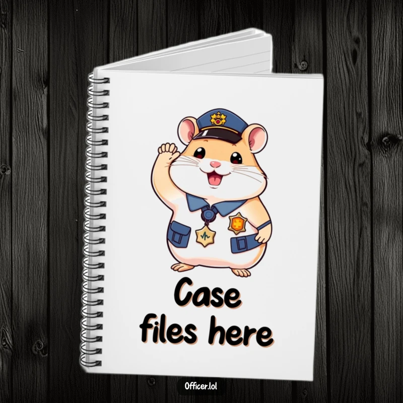 Funny hamster officer notebook, cute design with a saluting hamster, perfect for students and professionals.