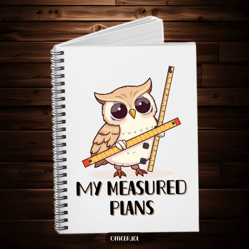 Funny Owl Notebook: A wise owl character measures a lopsided tower, perfect for noting down measurements, observations, or detailed plans.