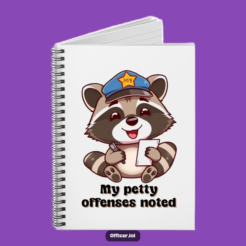 Funny Raccoon Officer Notebook: Jot Down Notes with Enthusiastic Raccoon Style