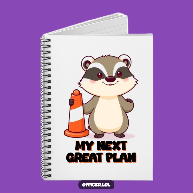 Funny Notebook: Determined Badger with Traffic Cone - Journal Your Goals