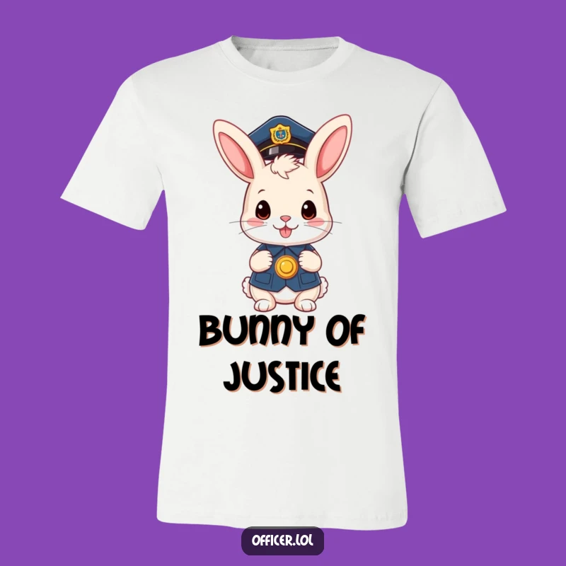 Funny Bunny Officer T-Shirt: Cute and Lawful Fun for All!