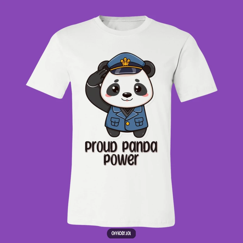 Funny Panda Officer T-Shirt - Playful Uniform Apparel