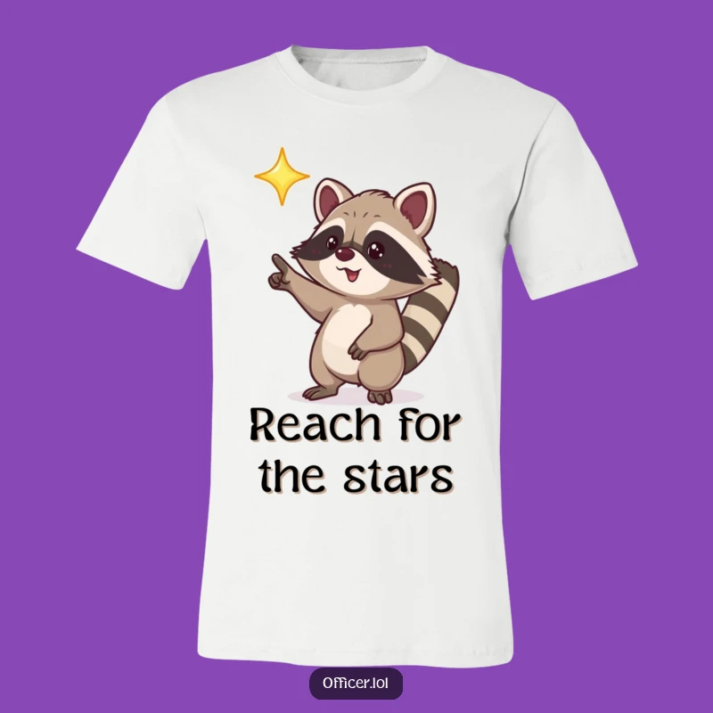 Funny Raccoon Star T-Shirt: Excited Pointer Design, Humorous Gift Idea