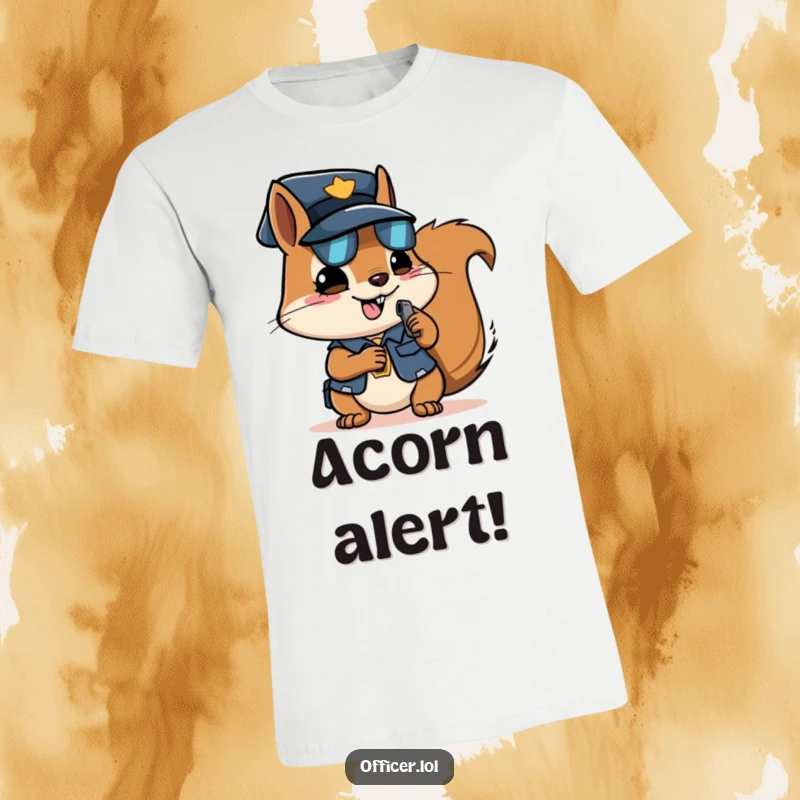 Funny squirrel officer t-shirt, determined squirrel blowing a whistle, perfect for active people.