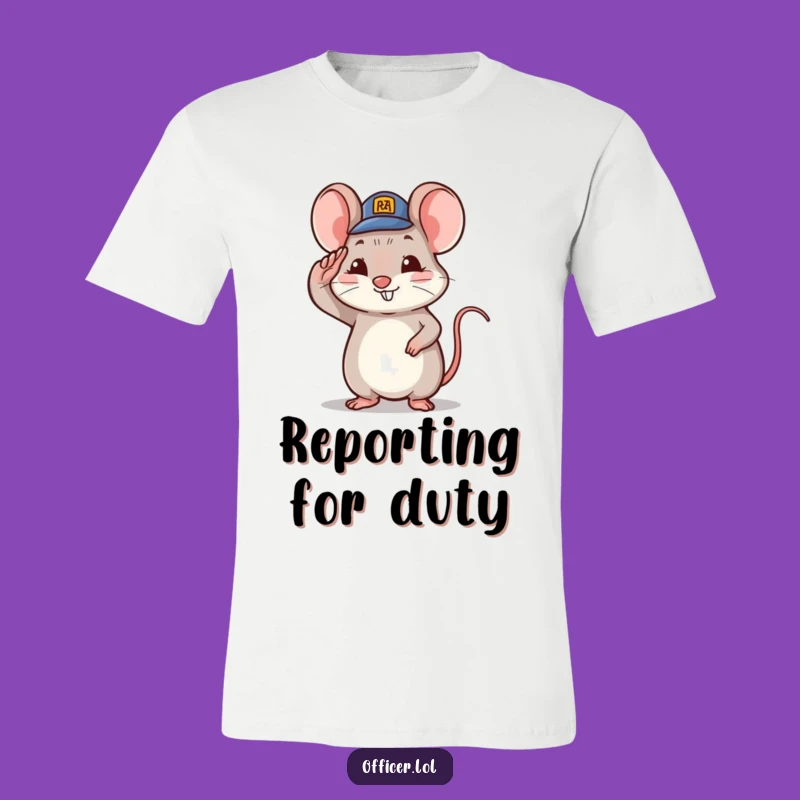 Funny Saluting Mouse T-Shirt: Tiny Hat Character Tee, Charming Funny Gift