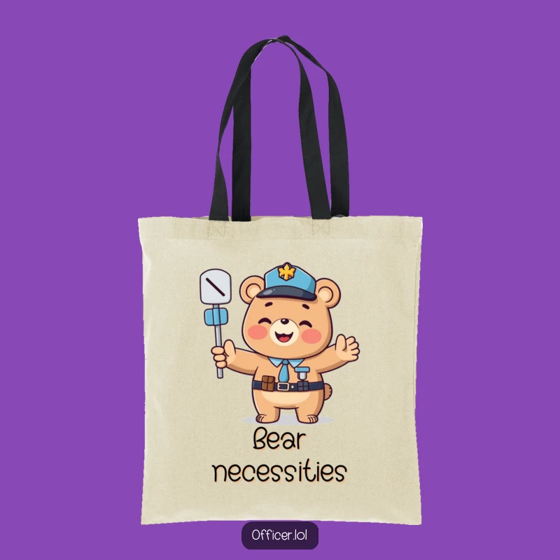 Funny Bear Officer Tote Bag: Carry Your Day with Friendly Guidance!