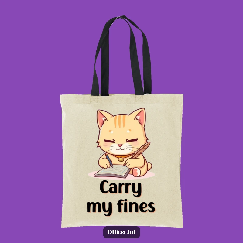 Funny Cat Clerk Tote Bag - Diligent Writer Character, Practical & Hilarious Gift
