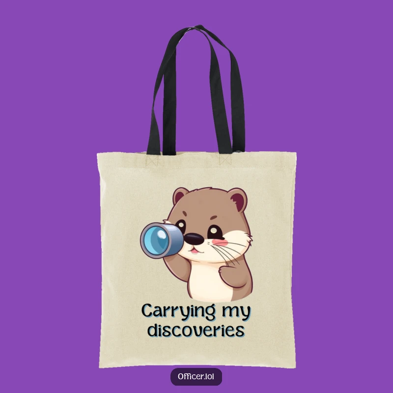 Funny Otter Spyglass Tote Bag: Explorer Design, Practical Humorous Gift
