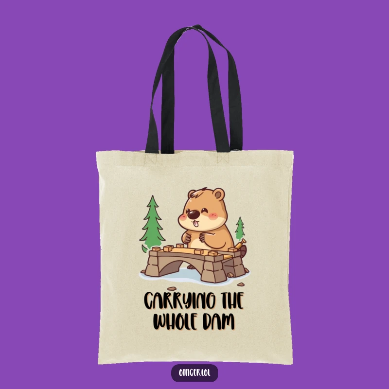 Funny Beaver Tote Bag: Diligent Builder Shopping Bag, Eco-Friendly Gift