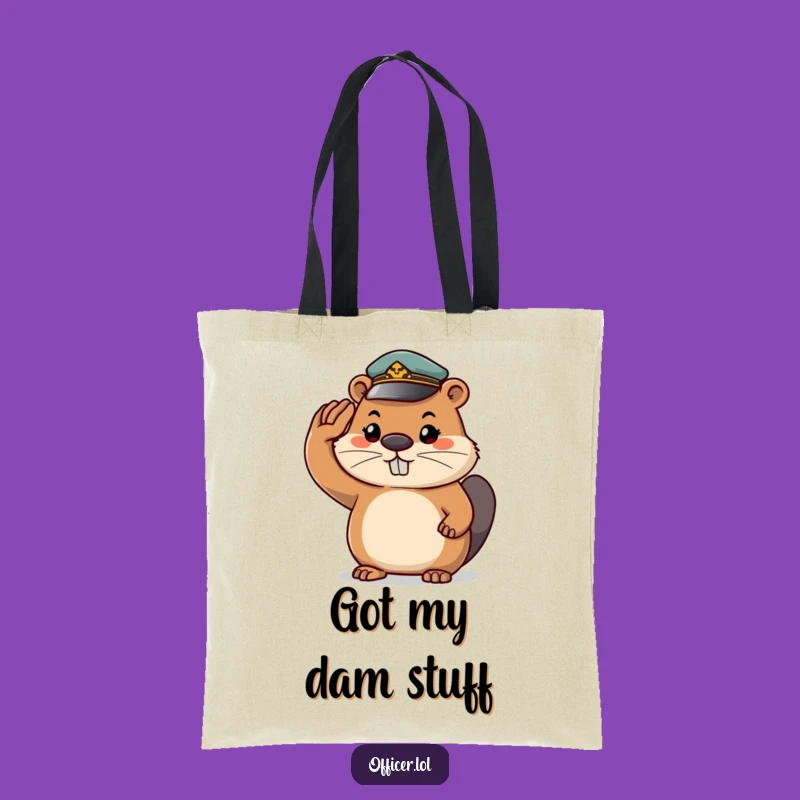 Funny Beaver Salute Tote Bag: Stylish & Determined Carryall - Perfect Funny Gift