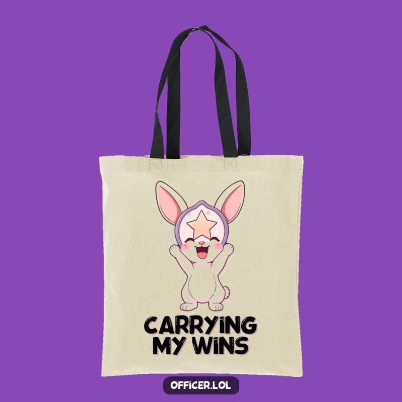 Funny Bunny Badge Tote Bag: Carry Triumphs, Hilarious Style, Great Gift