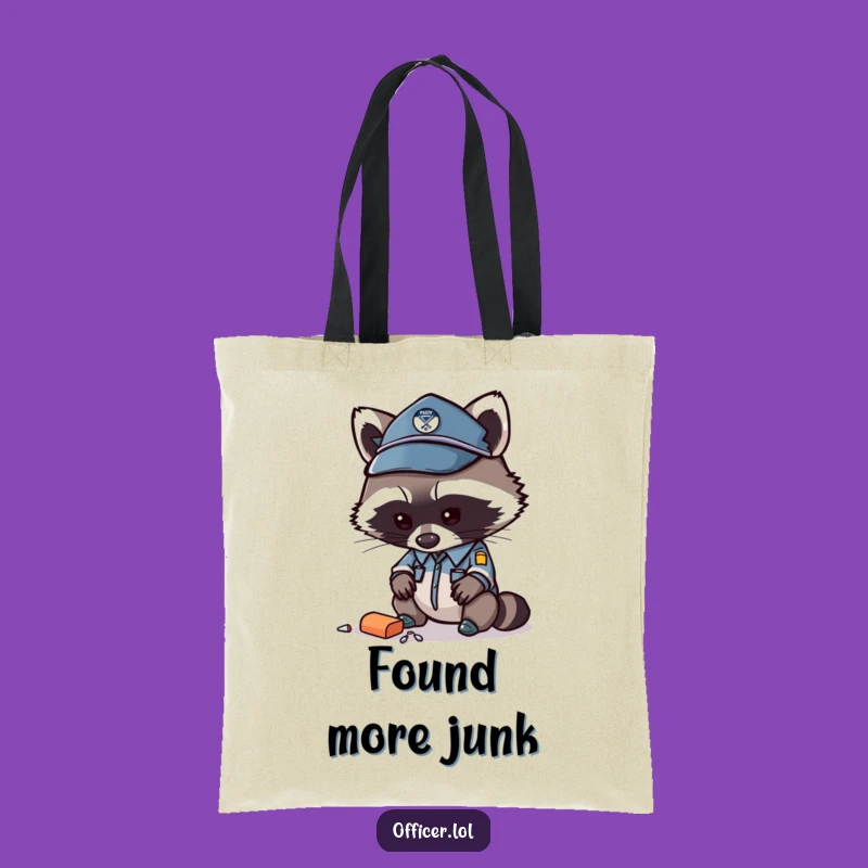 Funny Raccoon Officer Tote Bag - Carry Your Findings with Investigative Style