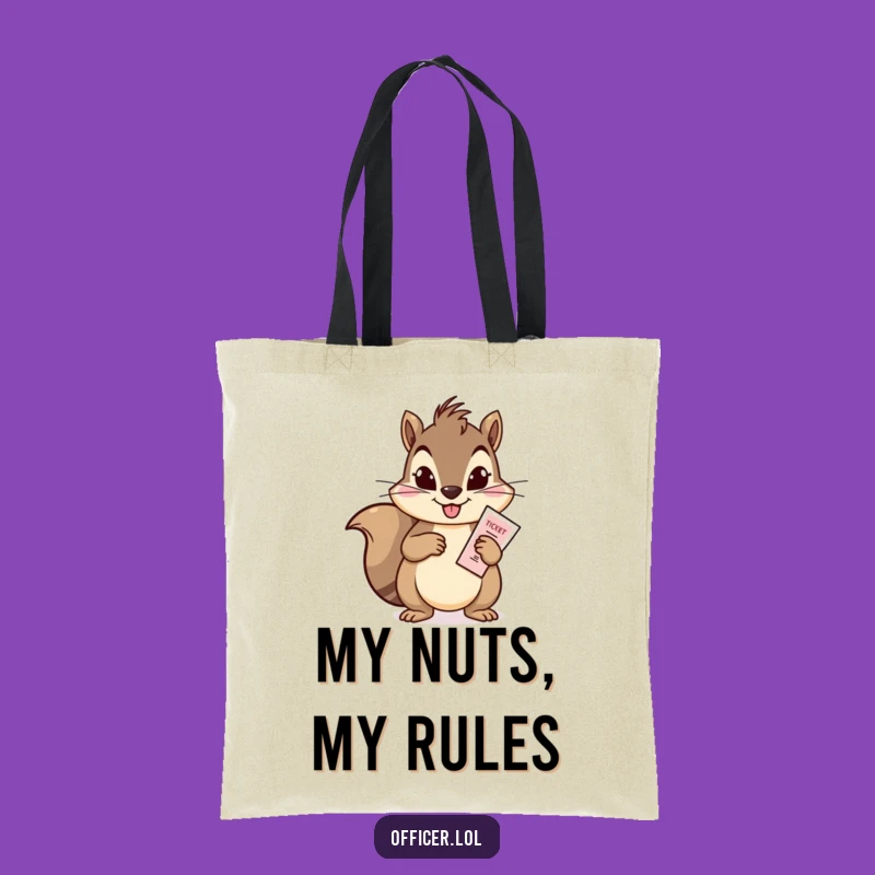 Funny Squirrel Citation Tote Bag: Carry Your Goods with Humorous Authority