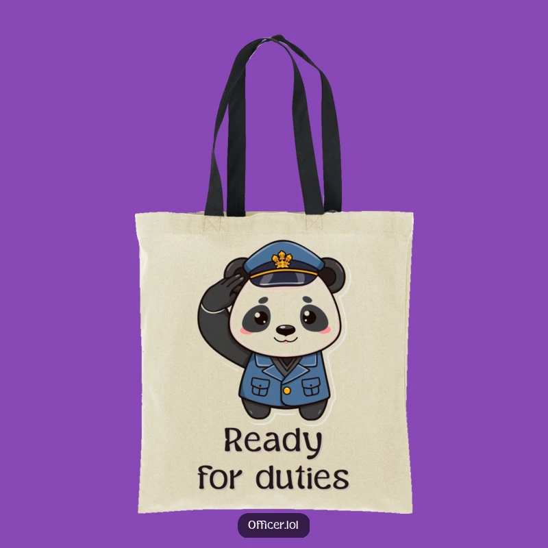 Funny Panda Officer Tote Bag - Carry Your Essentials with Smirk
